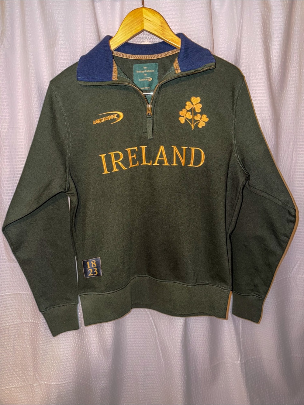 Lansdowne Ireland Heritage Collection 1/4 Zip Fleece Sweatshirt Green Small